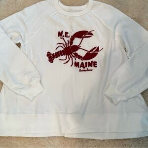 Aerie White Crewneck Sweater with Red Lobster Graphic